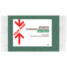Eponges végétales grattantse verte PRIX MINI - x4
