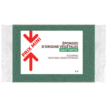 Eponges végétales grattantse verte PRIX MINI - x4