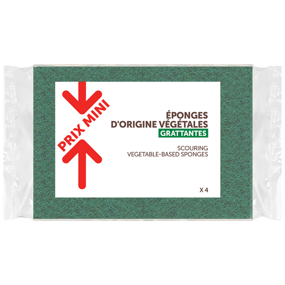 Eponges végétales grattantse verte PRIX MINI - x4
