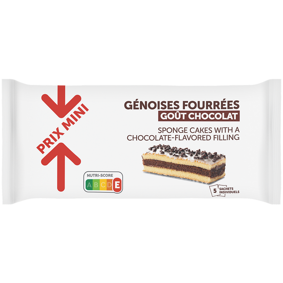 Génoises fourrées goût chocolat PRIX MINI x5 175g