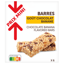 Barres de céréales chocolat banane PRIX MINI, x6 126g