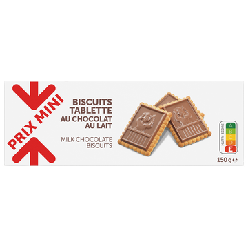 Biscuits tablette au chocolat lait PRIX MINI 150g