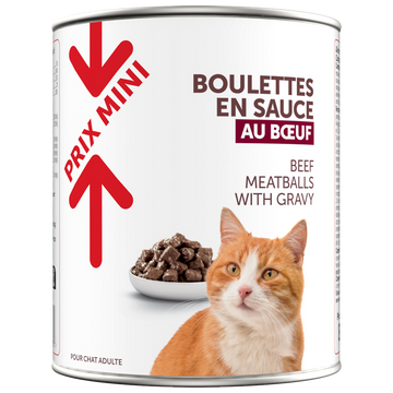 Boulettes en sauce boeuf pour chat PRIX MINI 800g