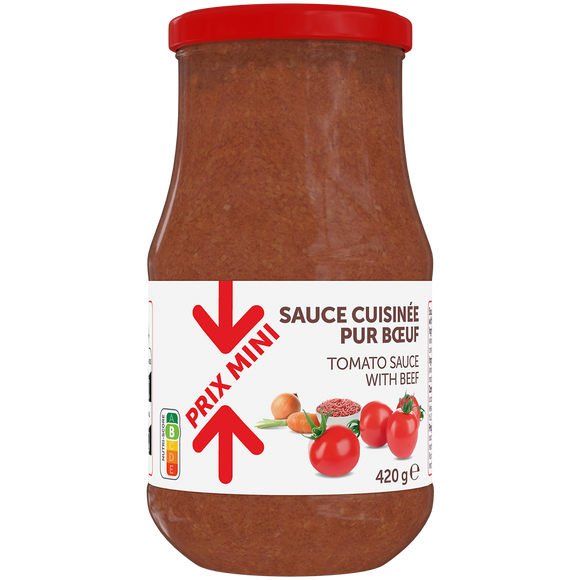 Sauce tomates cuisinée pur boeuf Prix Mini 420g