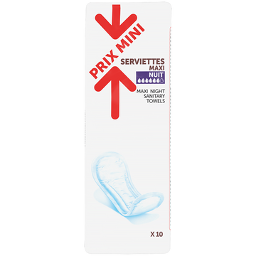Serviettes maxi nuit avec ailettes x10 PXM