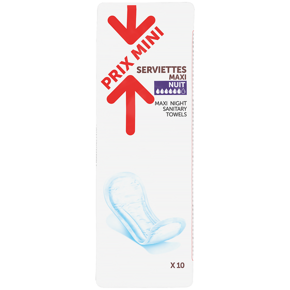 Serviettes maxi nuit avec ailettes x10 PXM