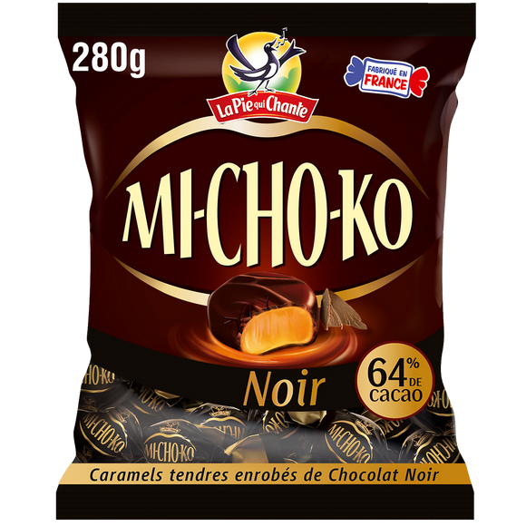 Bonbons Michoko Chocolat noir et caramel LA PIE QUI CHANTE - Sachet de280g