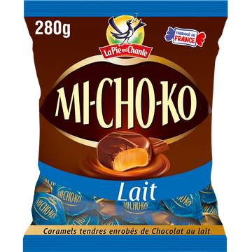 Bonbons Michoko Chocolat au lait et caramel LA PIE QUI CHANTE - Sachetde 280g