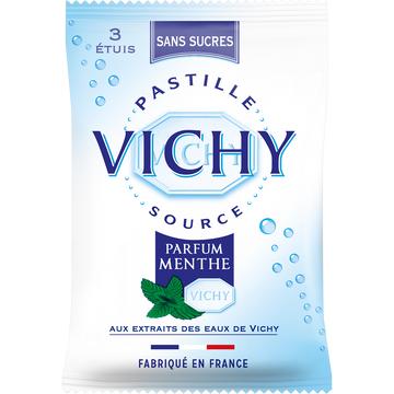 Pastilles à la menthe sans sucre VICHY, 3X19g