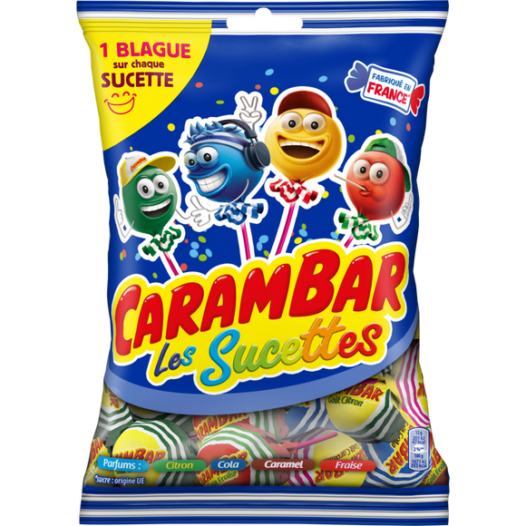 Bonbons Sucettes Family CARAMBAR - Sachet de 156g