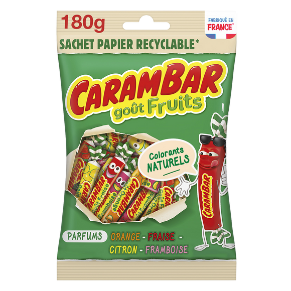 Bonbons Fruits CARAMBAR - Sachet recyclable de 180g