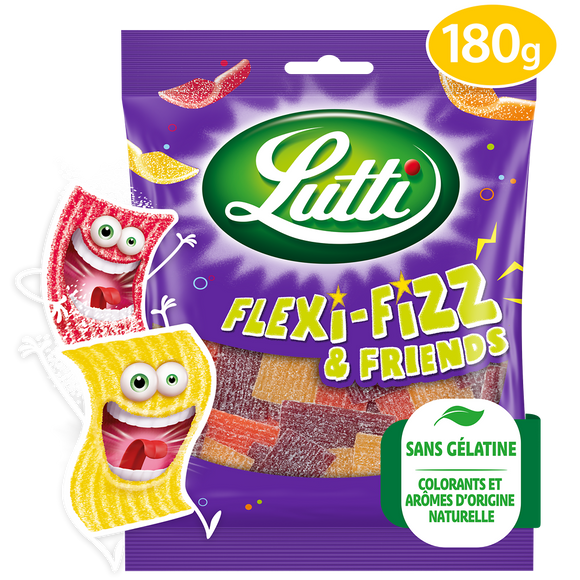 Bonbons Flexi-Fizz and Friends piquants LUTTI - Sachet de 180g