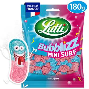 Bonbons Bubblizz Mini Surf piquants LUTTI - Sachet de 180g