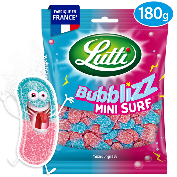 Bonbons Bubblizz Mini Surf piquants LUTTI - Sachet de 180g