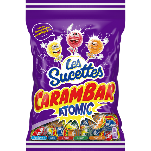 Bonbons Sucettes Atomic CARAMBAR - Sachet de 156g