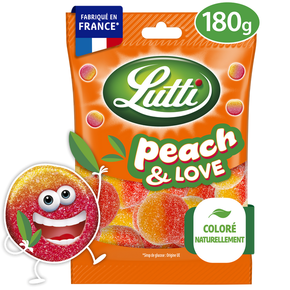 Bonbons Peach & Love à la pêche LUTTI - Sachet de 180g