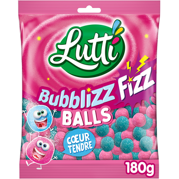 Bonbons pétillants bubblizz balls LUTTI, sachet de 180g