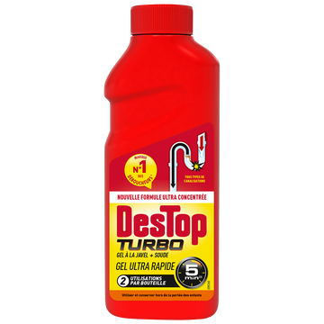 DESTOP Déboucheur Gel Turbo 5 min Javel - 2 doses - 500ml