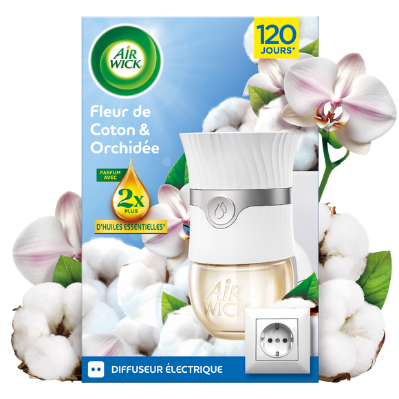 Désodorisant Diffuseur électrique AIR WICK fleur de coton & orchidée