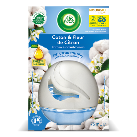Diffuseur AIR WICK continu coton & fleur de citron 75mL