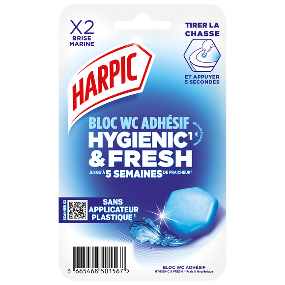 Bloc WC Hygienic & Fresh Brise Marine HARPIC x2