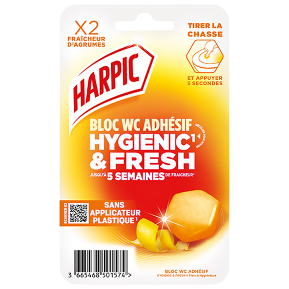 Bloc WC Hygienic & Fresh fraîcheur d'agrumes HARPIC x2