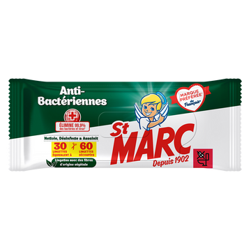 Lingettes compostable anti-bactériennes ST MARC x30