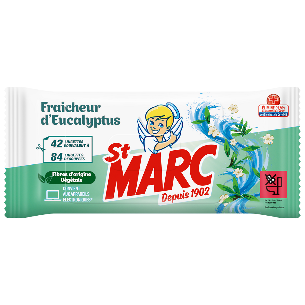 Lingettes fraicheur eucalyptus ST MARC x42