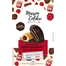 Madeleine coeur framboise coque chocolat noir COLIBRI 174g
