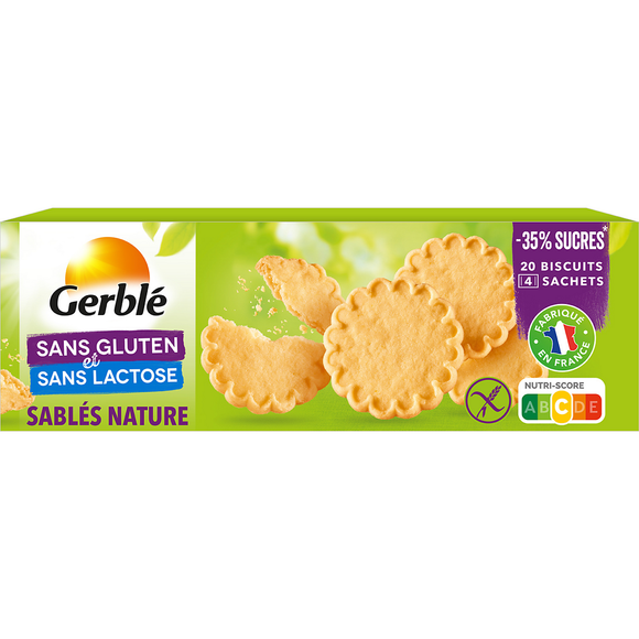 Biscuits Sablés Nature Sans Gluten GERBLE - 4x5, 120 g