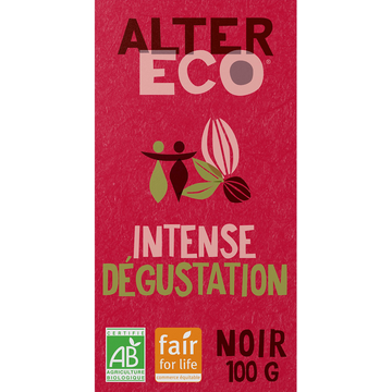 Chocolat noir intense bio ALTER ECO, tablette de 100g