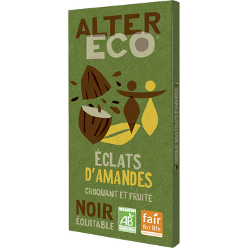 Chocolat noir bio aux amandes ALTER ECO, tablette de 100g