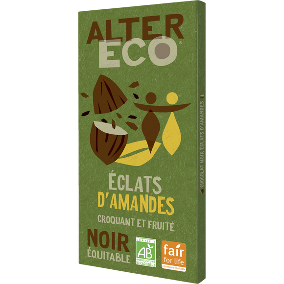 Chocolat noir bio aux amandes ALTER ECO, tablette de 100g