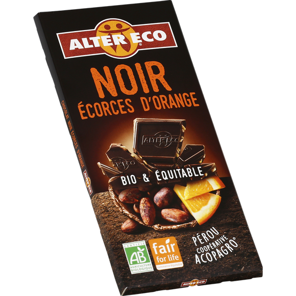 Chocolat noir orange Bio ALTER ECO, tablette de 100g