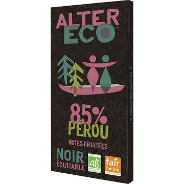 Chocolat noir bio 85% Pérou ALTER ECO -Tablette 100g