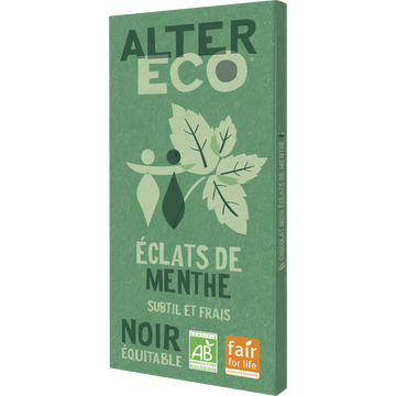 Chocolat noir bio à la menthe ALTER ECO, tablette de 100g