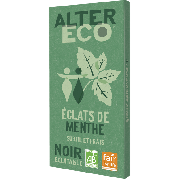 Chocolat noir bio à la menthe ALTER ECO, tablette de 100g