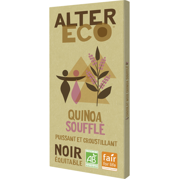 Chocolat noir bio Quinoa soufflé ALTER ECO - Tablette 100g