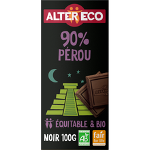 Chocolat noir bio 90% Pérou ALTER ECO - Tablette 100g