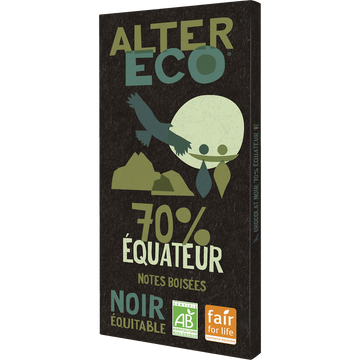 Chocolat noir équateur 70% Bio ALTER ECO, tablette de 100g