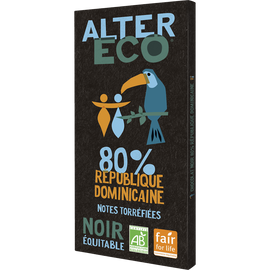 Chocolat noir République Dominicaine 80% Bio ALTER ECO, tablette de 100g