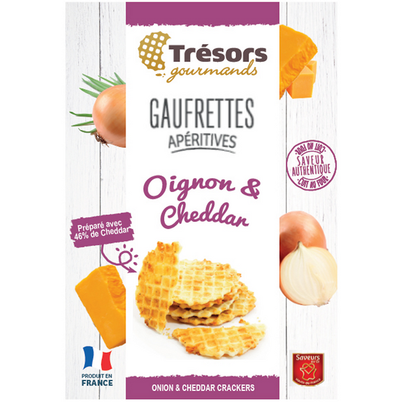 Biscuits apéritifs Gaufrettes apéritives oignon cheddar, TRESORS GOURMANDS, 60g