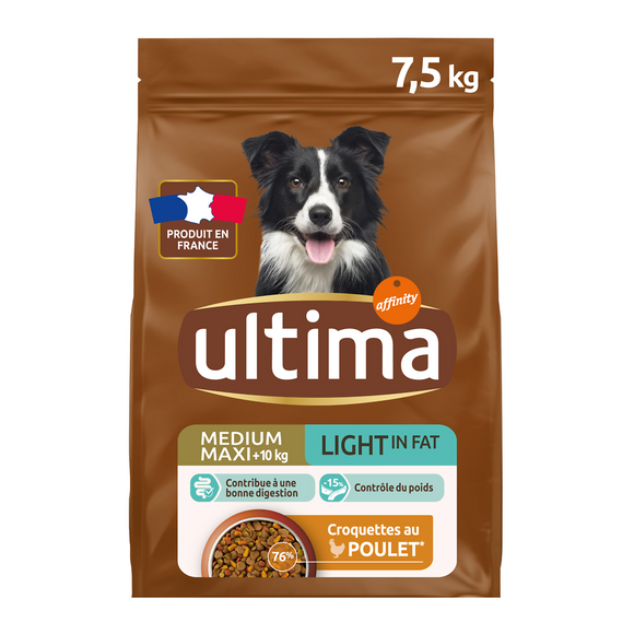 Croquettes chien médium maxi light ULTIMA 7,5kg