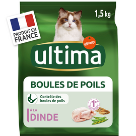Croquettes pour chat contrôle des boules de poils ULTIMA, 1,5kg