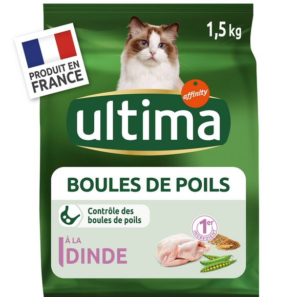 Croquettes pour chat contrôle des boules de poils ULTIMA, 1,5kg