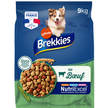 Croquettes Chien Adulte Boeuf BREKKIES - 9kg