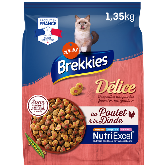 Croquettes Chat Délice Viandes BREKKIES - 1,35kg