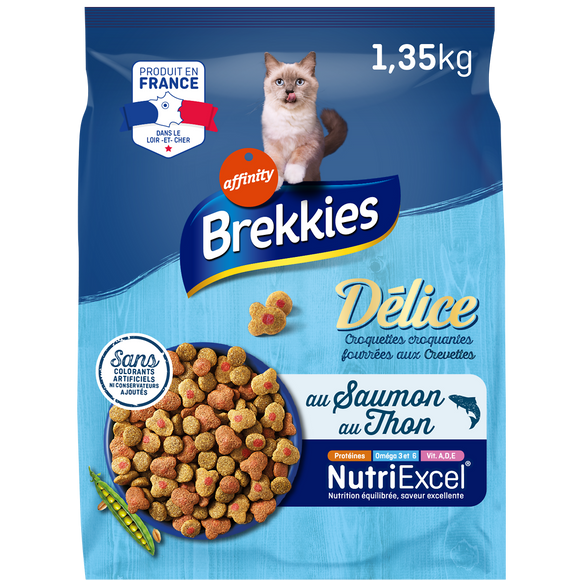 Croquettes Chat Délice Poissons BREKKIES - 1,35kg