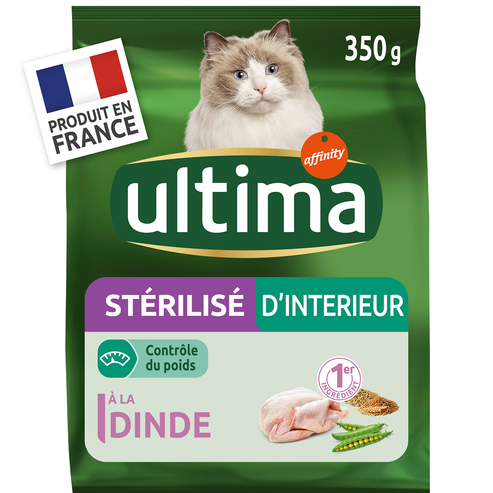 Croquettes Chat Stérilisé d'intérieur ULTIMA - 0,35kg