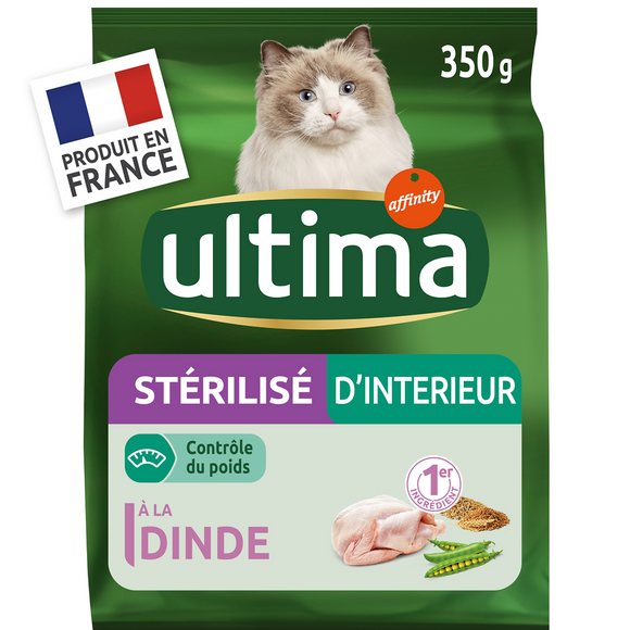 Croquettes Chat Stérilisé d'intérieur ULTIMA - 0,35kg